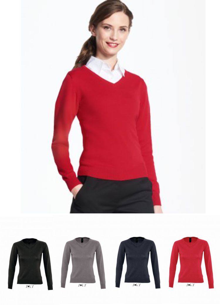 Sol's 90010 Ladies Galaxy Cotton Acrylic V Neck Sweater